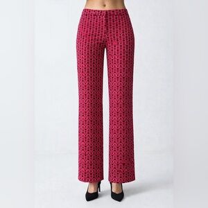 Escada Pink Black Heart Print Stretch Pants Bootcut Y2K Designer size 38